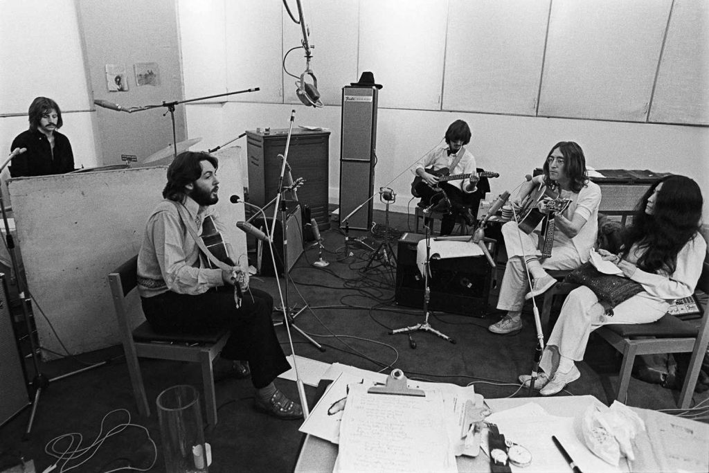 The Beatles durante las sesiones de Let It Be.