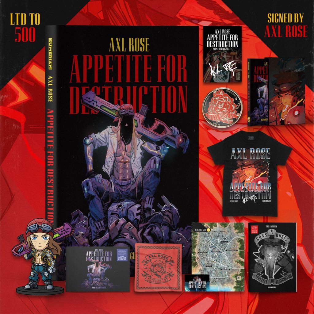El volumen inicial tiene 108 páginas y ofrece una mezcla entre el espíritu rebelde característico de Axl Rose y un universo cyberpunk.